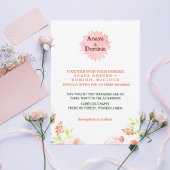 Moderne blush waterverf floral Wedding Kaart