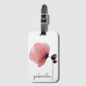 Moderne Blush Waterverf papaverbloem Bagagelabel (Voorkant (verticaal))