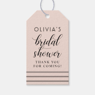 Moderne Blush Zwarte Script Trouw Bruiloft Favor Cadeaulabel