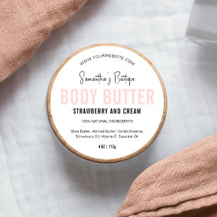 Moderne Body Butter Feminine Pink Product Packagin Ronde Sticker