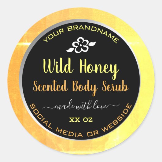 Moderne body Serub Packaging Labels Oranje zwart (Voorkant)