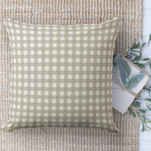 Moderne boerderij beige en witte gingham plaid kussen