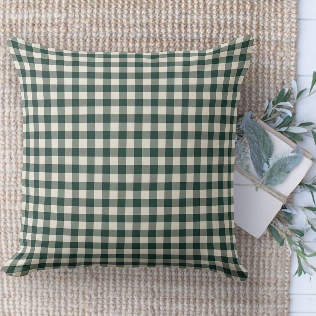 Moderne boerderij groen & wit Gingham bank Kussen (throw pillow farmhouse pillows country green and white gingham plaid throw pillow )