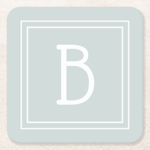 Moderne boerderij monogram groen & witte initiaal vierkante kartonnen onderzetter