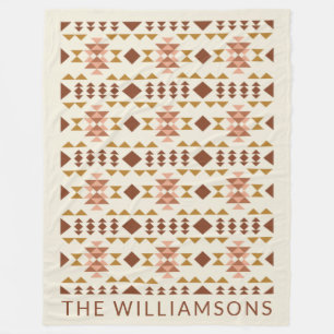 Moderne boerderij Roustic Terracotta Geometrische  Fleece Deken