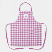 Moderne boerderij roze geruite monogram schort (Voorkant)