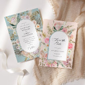 Moderne Boheemse bloemenwinkel Save the Date Kaart