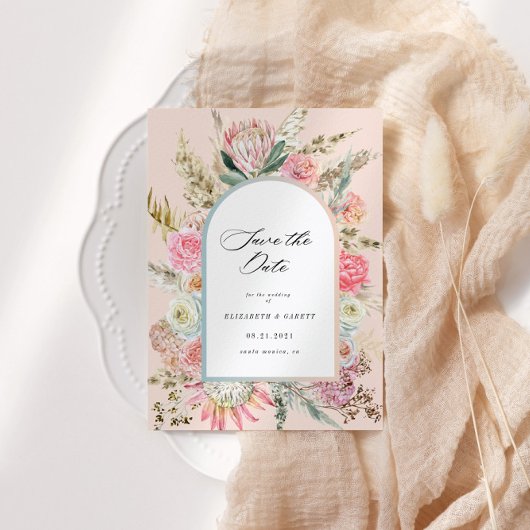 Moderne Boheemse bloemenwinkel Save the Date Kaart