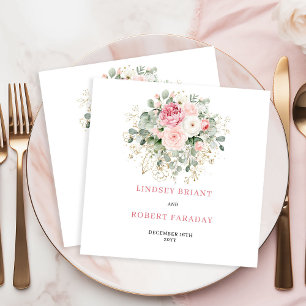 Moderne Boheemse Blush Bloemengoud Huwelijksservet Servet