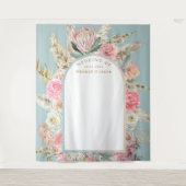 Moderne Boheemse Blush Bloemstuk Bruiloftswandtapi Wandkleed (Voorkant)