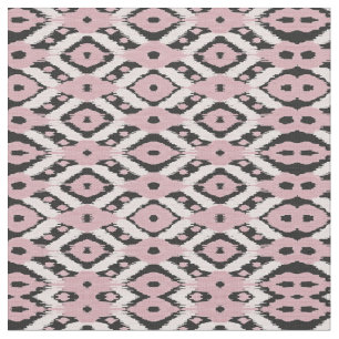 Moderne Boheemse Blush Roze Zwart Ikat Patroon Stof
