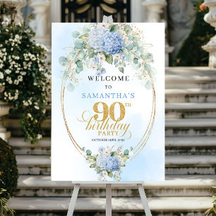 Moderne Boheemse Hortensia's 90e Verjaardag Welkom Poster