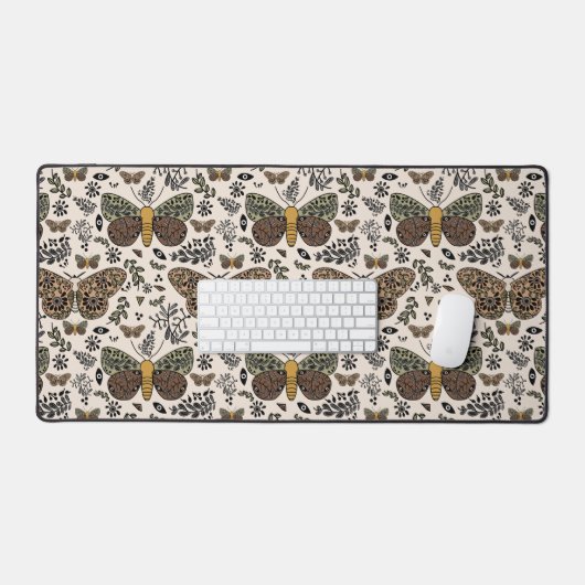 Moderne Boheemse Moth Wildflowers Abstract patroon Bureaumat (Keyboard & Muis)