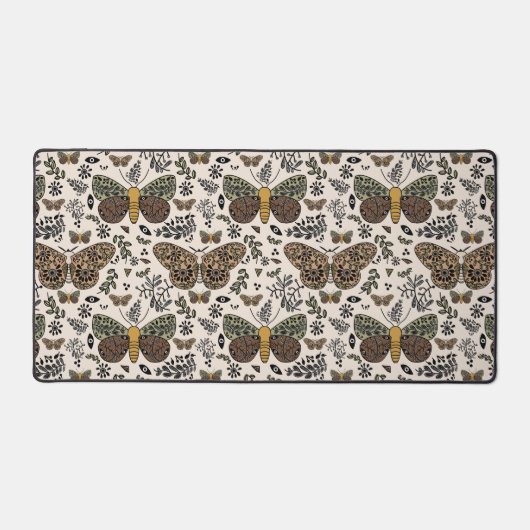 Moderne Boheemse Moth Wildflowers Abstract patroon Bureaumat (Voorkant)