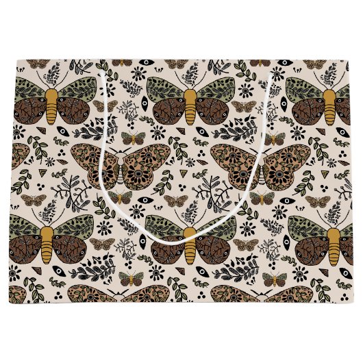 Moderne Boheemse Moth Wildflowers Abstract patroon Groot Cadeauzakje