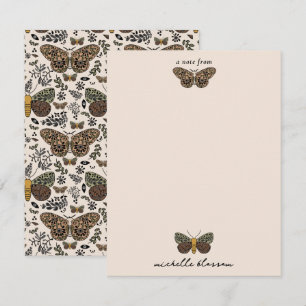 Moderne Boheemse Moth Wildflowers Abstract patroon Notitiekaartje