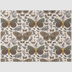 Moderne Boheemse Moth Wildflowers Abstract patroon Tissuepapier