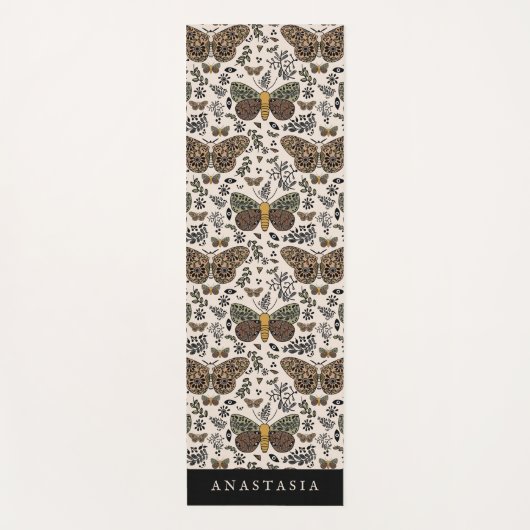 Moderne Boheemse Moth Wildflowers Abstract patroon Yogamat (Voorkant)