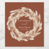 Moderne boheemse pampagras botanische elegante wij wijn etiket (Enkel label)