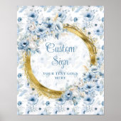 Moderne Boheemse Pastel Blauw Goud Trouwtafelblad Poster (Voorkant)