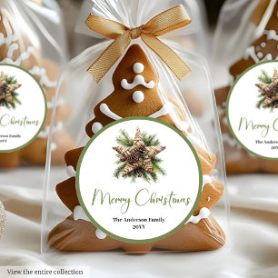 Moderne Boheemse Rustieke Kerstcadeau Verpakking S Ronde Sticker