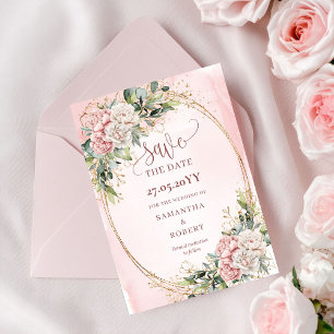 Moderne Boheemse Stof Roze Eucalyptus Save The Dat Date