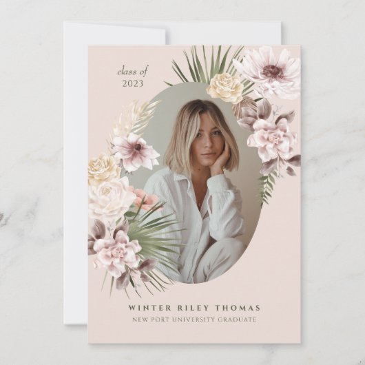 Moderne Boheemse Waterverf Bloemen Gradiënt Foto Kaart (Voorkant)