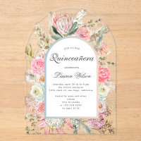 moderne bohemen floral quinceanera-fotokaart