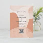 Moderne Bohemen Terracotta Wedding QR Code Save The Date (Staand voorkant)