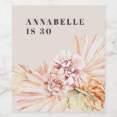 Moderne bohemen waterverf florale pastelverjaardag wijn etiket (Enkel label)