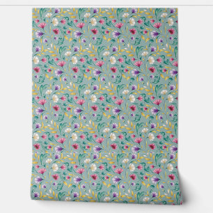 Moderne bohemian waterverf wilde bloemen3 behang