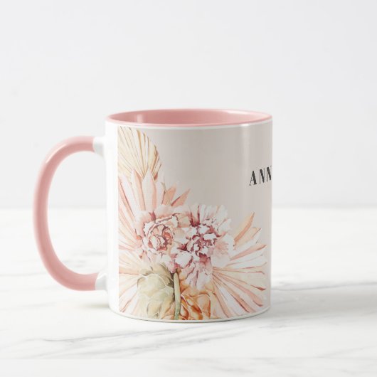 Moderne bohemien waterverf bloemenpastel roze cade mok (Links)