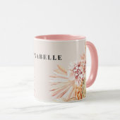 Moderne bohemien waterverf bloemenpastel roze cade mok (Voorkant rechts)