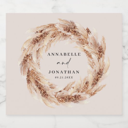 moderne bohemische pampas gras botanische elegant sparkling wijnetiket (Enkel label)