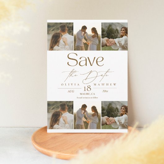 Moderne Boho 7 Fotobruiloft Bewaar de datums Save The Date