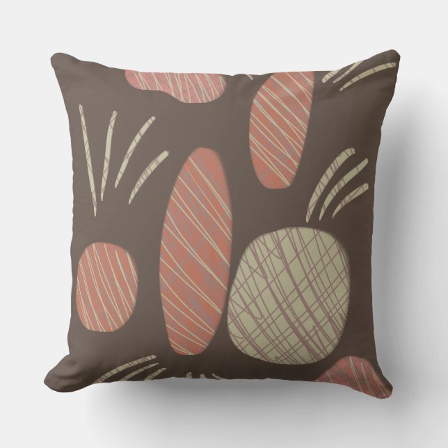 Moderne Boho Abstracte Keien Kussen (Voorkant)