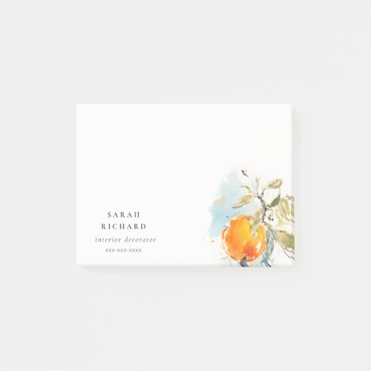 Moderne Boho Abstracte schetsmatige Oranje tuin Post-it® Notes (Voorkant)