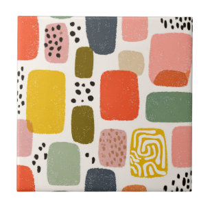Moderne Boho Abstracte Watercolor Patroon Kleurr Tegeltje