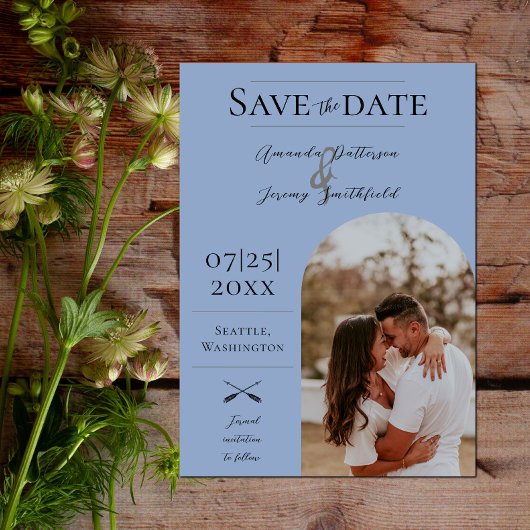 Moderne Boho Arch-foto | Dusty Blue Save The Date
