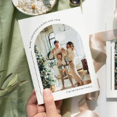 Moderne Boho Arch Foto Kerstmis Feestdagenkaart