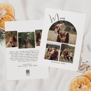 Moderne Boho Arch Merry Six Foto Kerstmis Feestdagenkaart