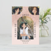 Moderne boho arch roos goudroze 4 foto-afstuderen kaart (Staand voorkant)