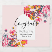 Moderne Boho Arch Roze Bloemen Afstudeerfeest Bier Etiket (Enkel label)