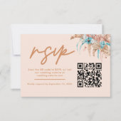 Moderne Boho Bloem QR Code Huwelijksreactie RSVP Kaartje (Voorkant)