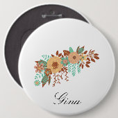 Moderne Boho Bloem Ronde Button 6,0 Cm (Voorkant /achterkant)