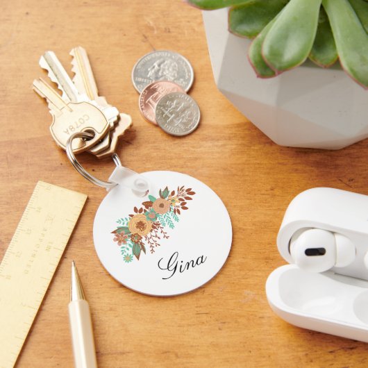 Moderne Boho Bloem Sleutelhanger (Bureau)