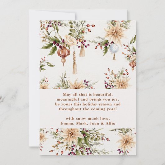 Moderne Boho Bloemboog Prettig Kerstfeest 1 Foto Kaart (Achterkant)