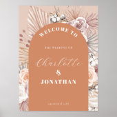 Moderne Boho Bloemen Herfst Bruiloft Welkomstborde Poster (Voorkant)