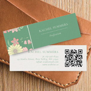 Moderne Boho Bloemen Kleurrijke QR Mini Visitekaartje
