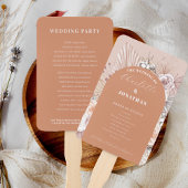 Moderne Boho Bloemen Terracotta Trouwprogramma's Handwaaier